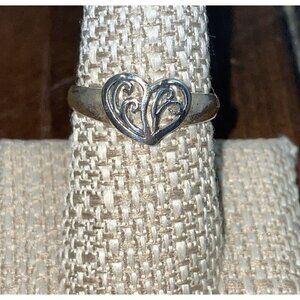 Sterling Silver Heart Love Filigree Ring Band‎ 925 Size 9